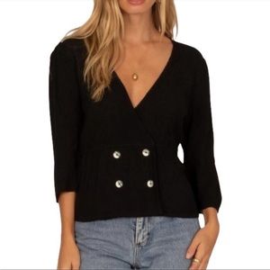 NWT Amuse Society Black Noemie Woven Top Size Medium